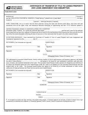 Bcertificateb of Transfer of Title to Leased Property and Lease Bb Ausplcom  Form