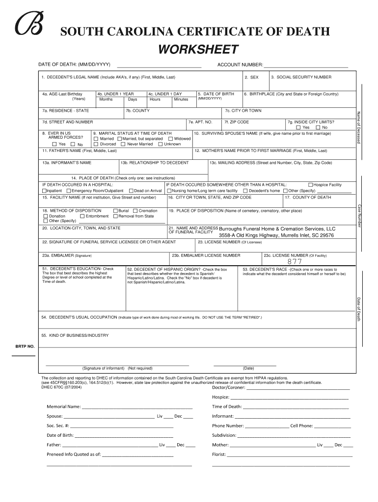 Blank Death Certificate Picture Form - Fill Out and Sign Printable For Fake Death Certificate Template