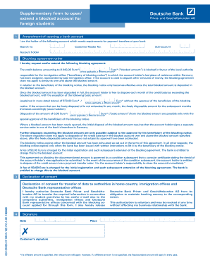 Fill Out a Form at Deutsche Bank Blocked Account
