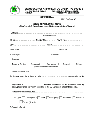 Sacco Loan Application Form Template