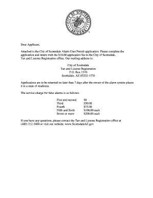 Scottsdale Alarm Permit  Form