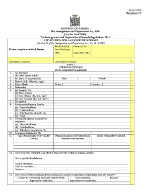 Zambia Visa Application Form