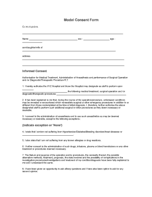 Anesthesia Consent Form India