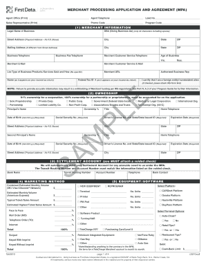 Merchant Processing Application and Agreement Mpa First Data  Form