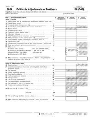  Schedule Ca 540 California Adjustments 2020