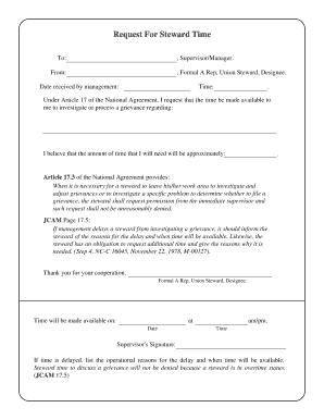 Apwu Request for Steward Time Form