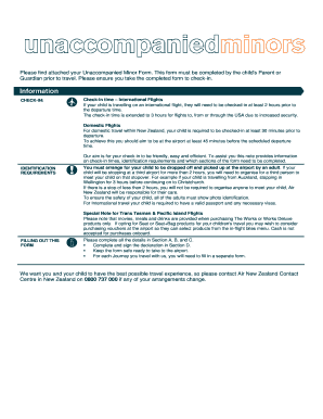 Unaccompanied Minor Form Air New Zealand