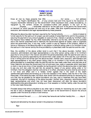 Form Vat B2 Surety Bond