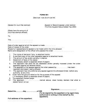 Form 501 Gujarat Vat