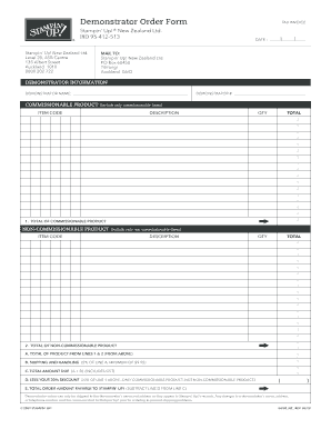 Stampin Up Order Form