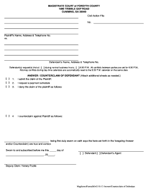 Forsyth County Magistrate Court  Form
