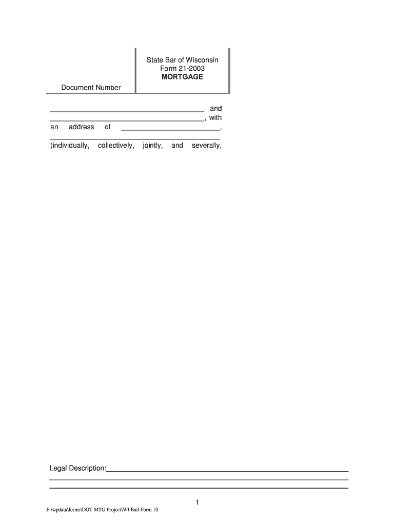 State Bar of Wisconsin Form 21 Mortgage