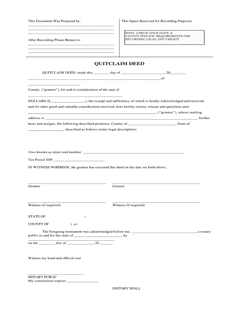 Get and Sign Quit Claim Deed  Form