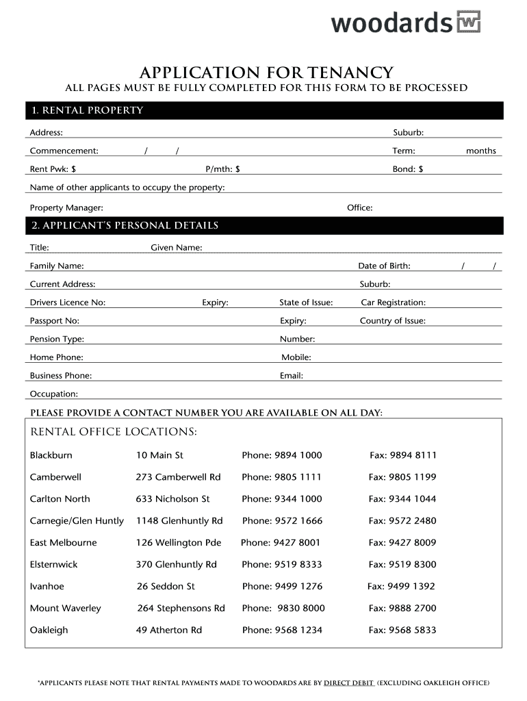 Woodards Application Form