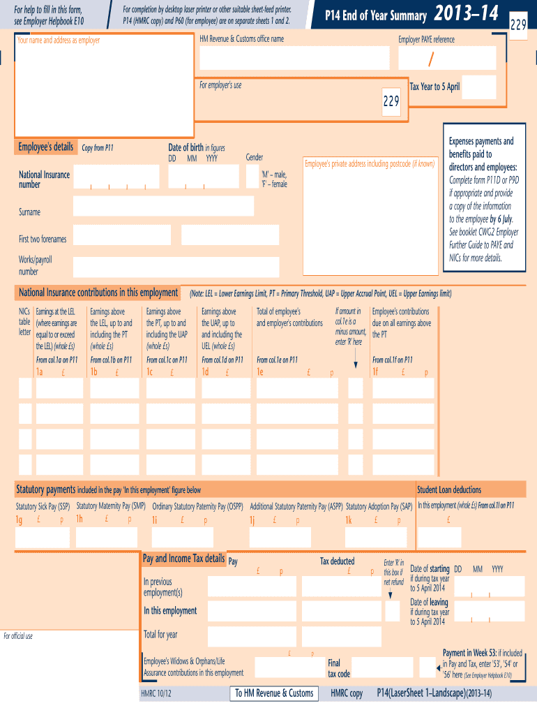 Get and Sign P60 Form 2014-2022
