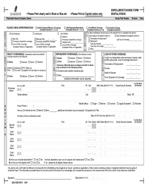 ENROLLMENTCHANGE FORM DENTALVISION Guardian