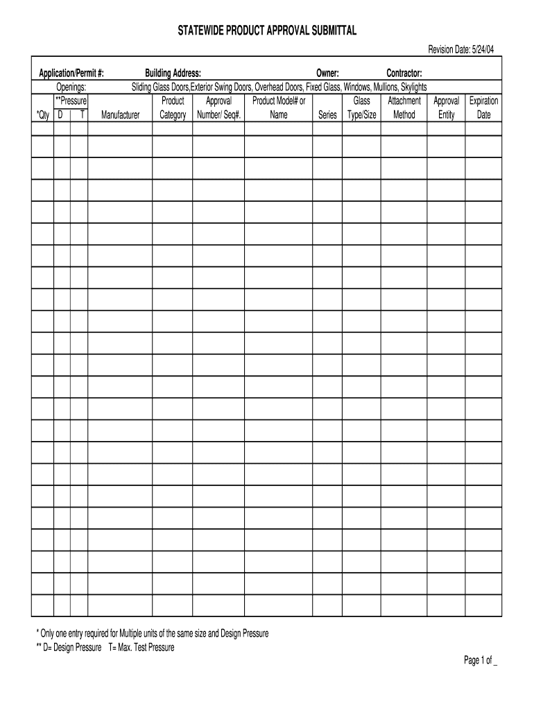  Statewide Product Approval Form  Co Hernando Fl 2004-2024