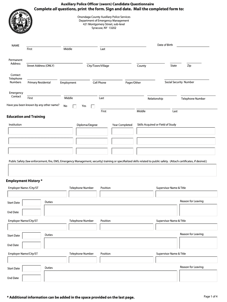 Auxiliary Onondaga County  Form