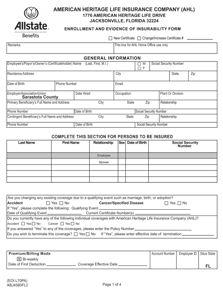 AllState Enrollment Form  Sarasota County  Scgov