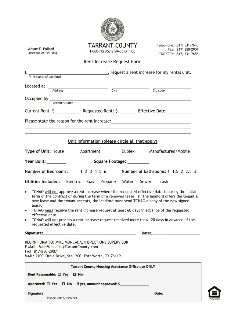 Rent Increase Notice  Form