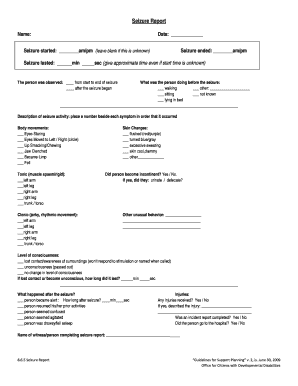 NOW Guidelines for Support Planning Form Seizure Report Dhh Louisiana