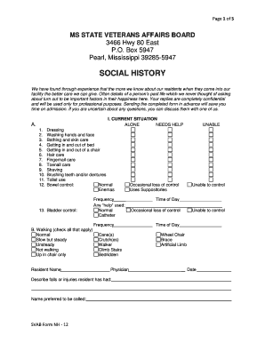 SVAB Form NH 12 Mississippi State Veterans Affairs Board Vab Ms