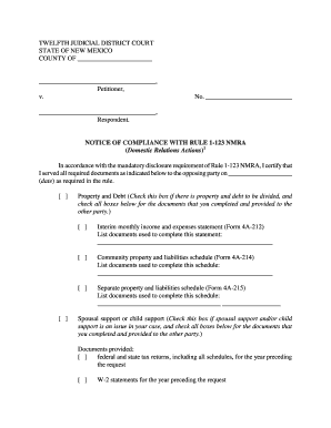  Notice of Compliance with Rule 1 123 NMRA District Court 2013