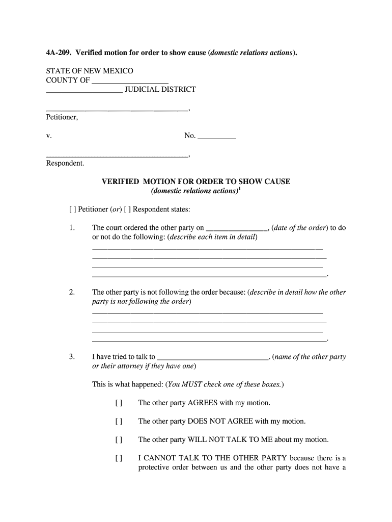 Order to Show Cause New Mexico  Form