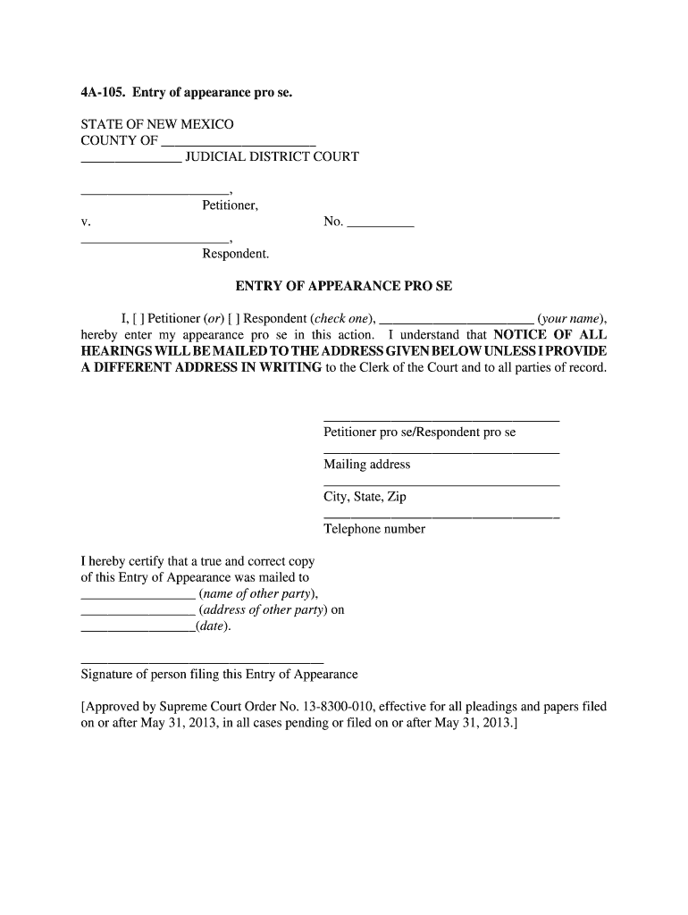 Nm Form 4a 105