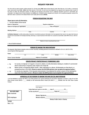 Request for Mvr Form Fillable for Utah