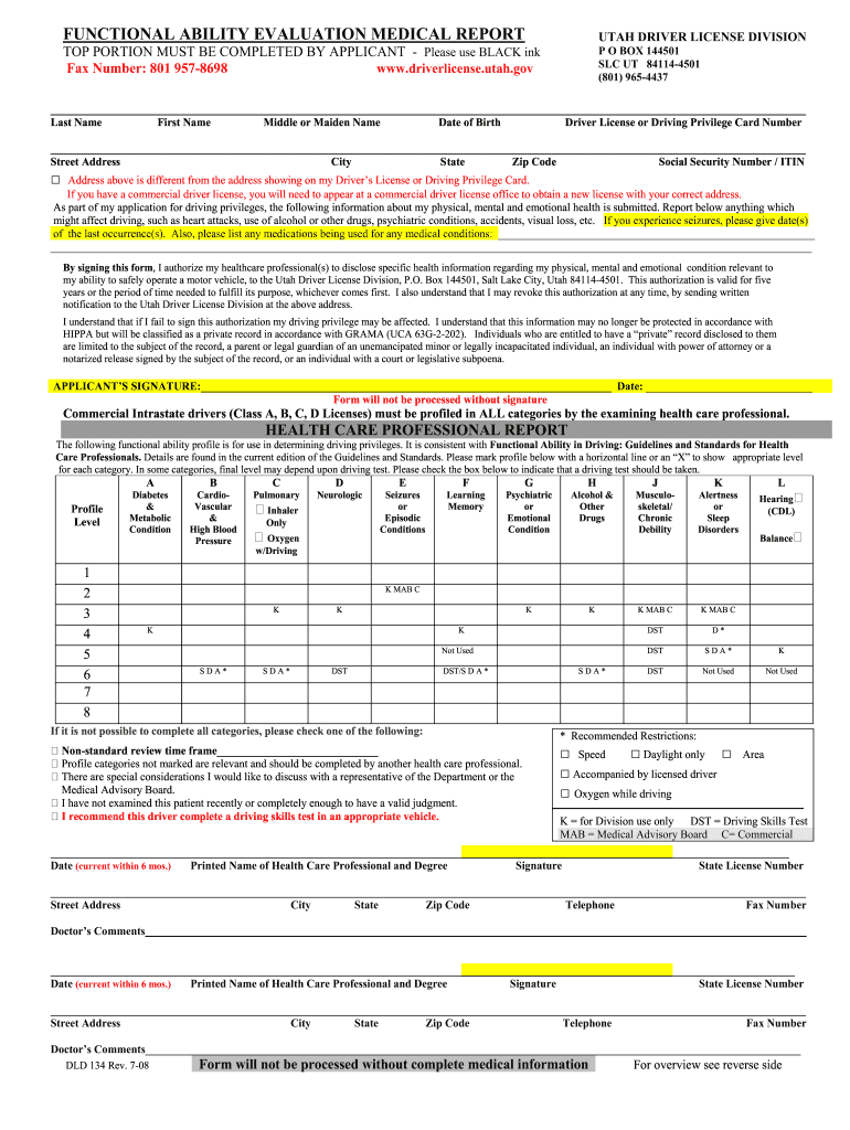  Functional Ability Evaluation Form 2015