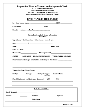 Evidence Release Form