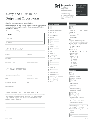 X Ray and Ultrasound Outpatient Order Form Lake Forest Hospital Lfh