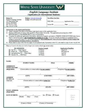 Wayne State University English Language Institute  Form