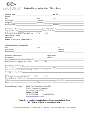 Ca Workers Compensation Injury  Form