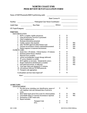 Ems Run Sheet  Form