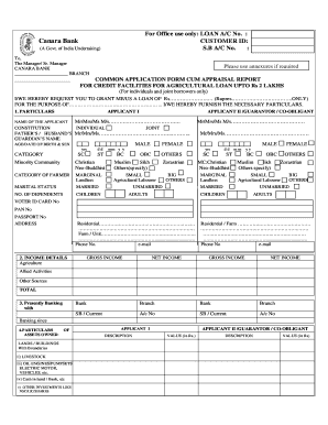 Canara Bank Kcc Loan Application Form