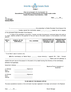 Canara Bank Ppf Account Opening Form