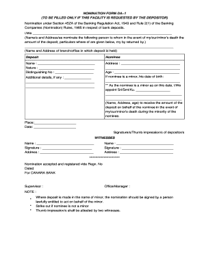 Canara Bank Account Opening Form Filling