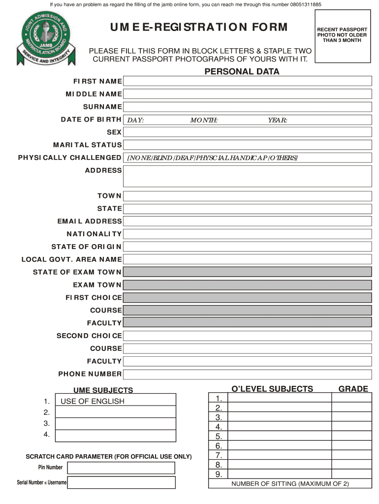 How Jamb Form Looks Like