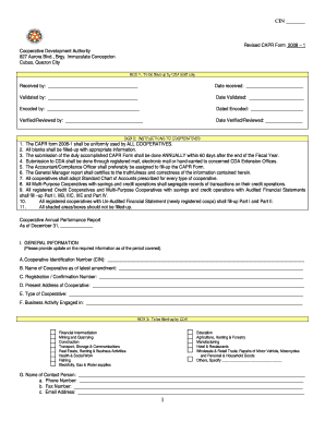 CIN Revised CAPR Form 1 Cooperative