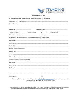 Wire Withdrawal Form Trading Forex