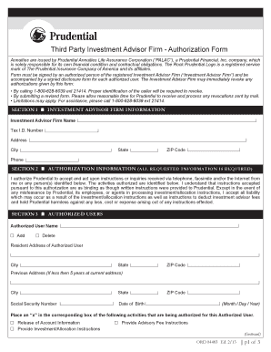 Prudential Third Party Authorization Form