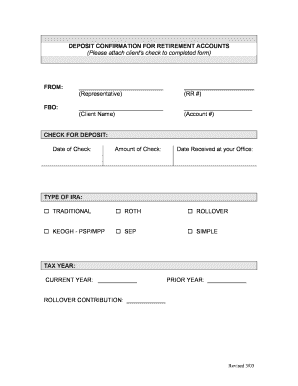 Deposit Confirmation Form