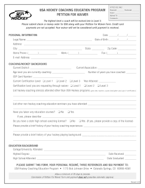 Usa Hockey Coaching Certification Waiver Form