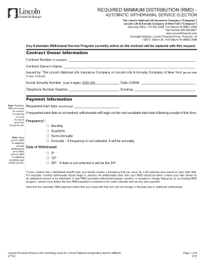 Required Minimum Distribution Rmd Lincoln Financial Group  Form