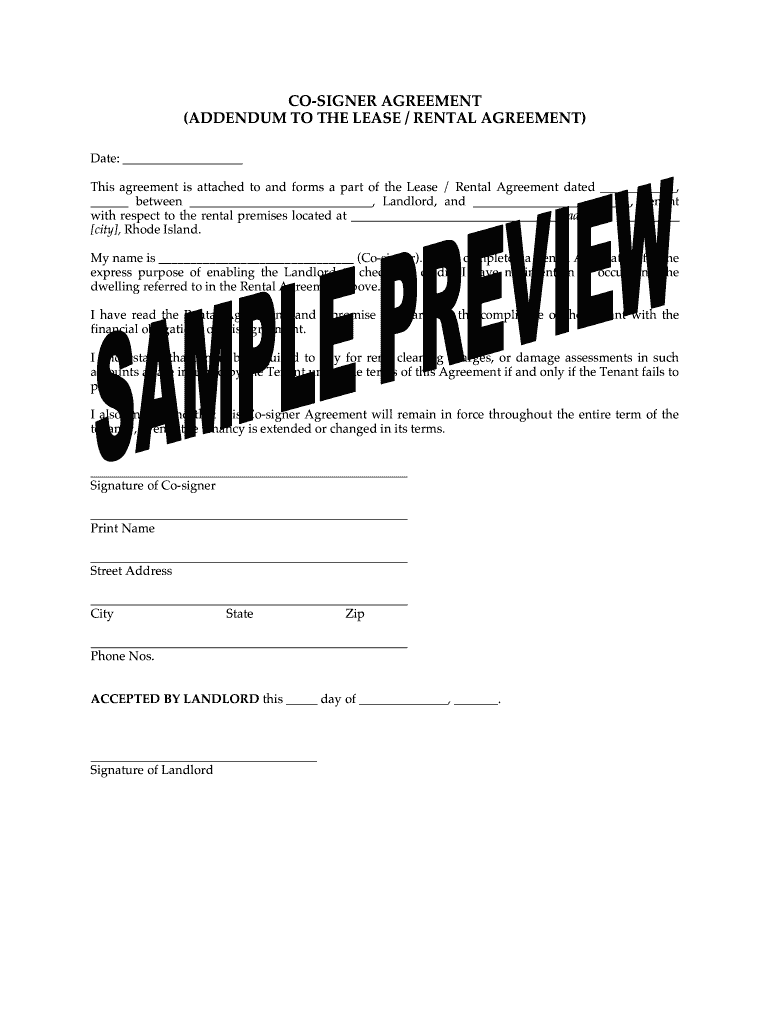 CO SIGNER AGREEMENT ADDENDUM to the    MegaDox Com  Form