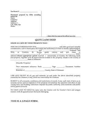 Sample Quit Claim Deed Ohio Filled Out  Form