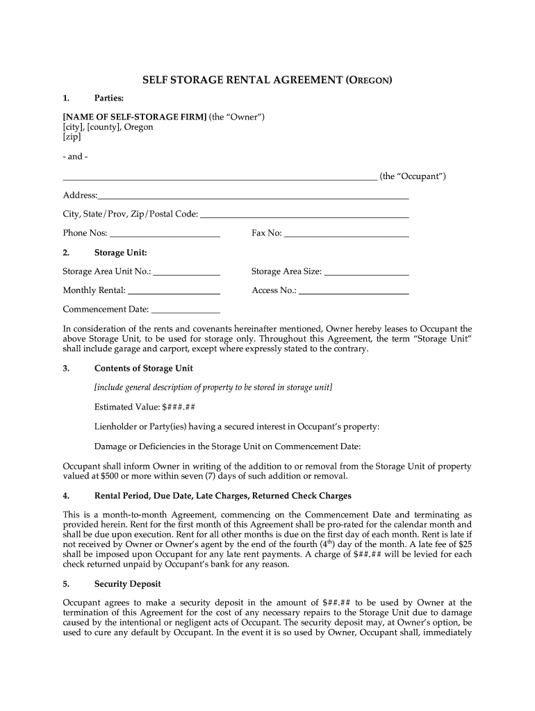 Oregon Rental Agreement PDF  Form