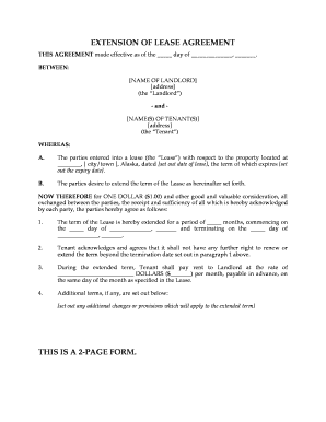 EXTENSION of LEASE AGREEMENT THIS is a 2 PAGE FORM